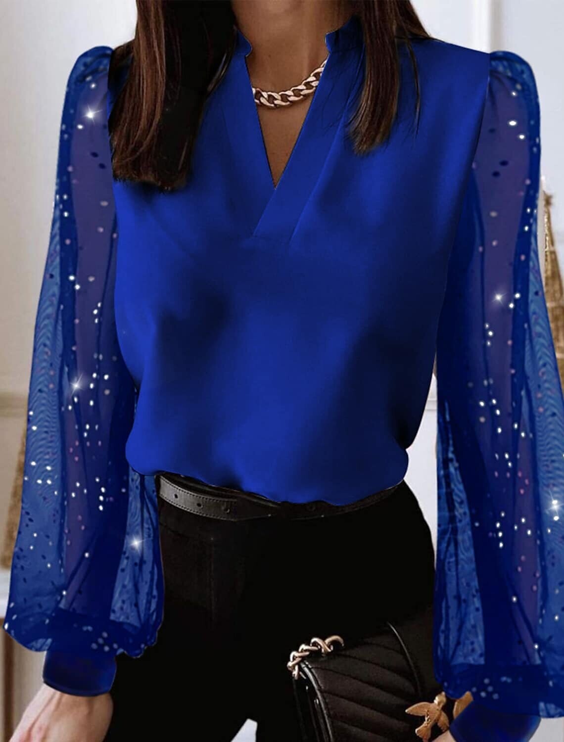 Women's Shirt Plain Daily Weekend, Color: Blue