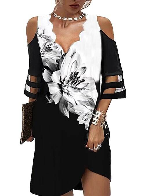 Women's Shift Dress Short Mini Dress, Color: White