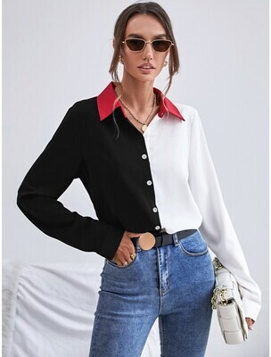 Women's Blouse Color Block Daily Weekend