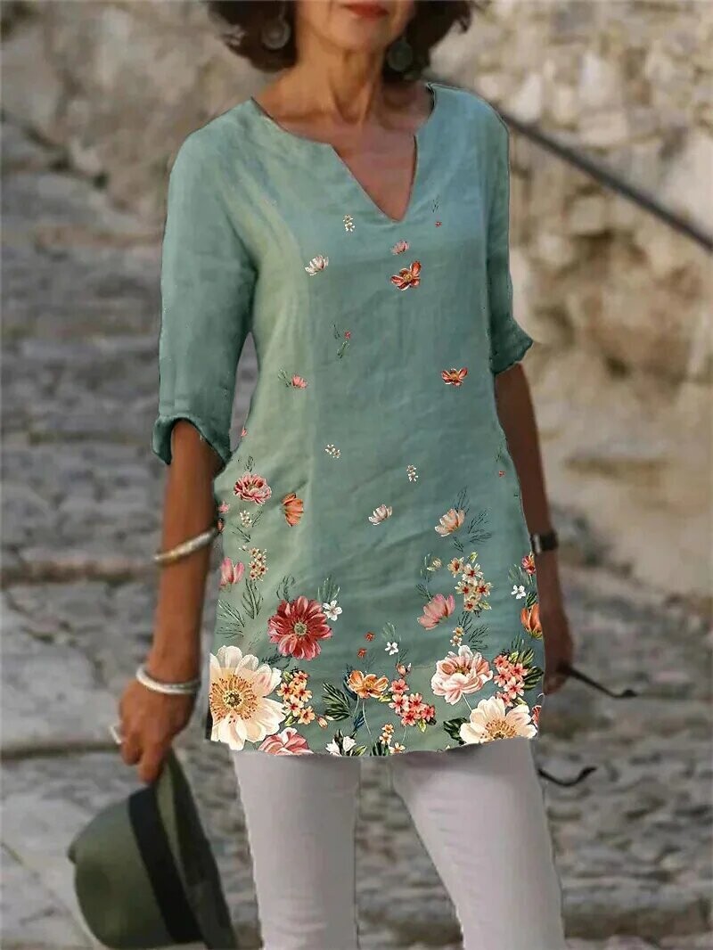 Women's Shirt Floral Casual Daily Floral, Color: Green