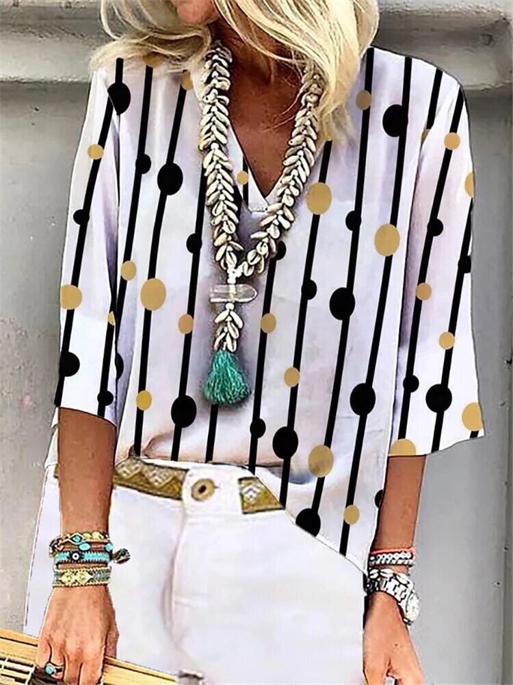 Women's Blouse Polka Dot Casual Holiday, Color: White