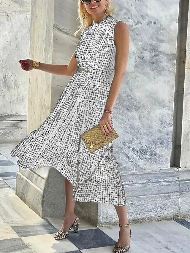 Women's A Line Dress Maxi long Dress, Clor: White