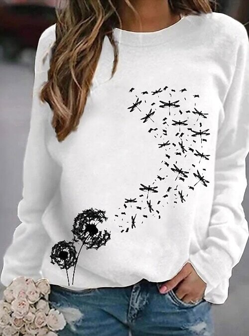 Women's Sweatshirt Pullover, Color: White