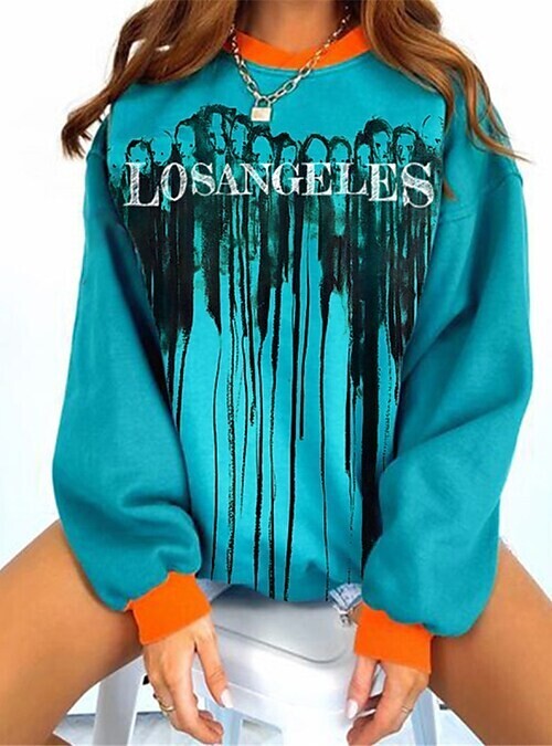 Women's Sweatshirt Pullover Tie Dye, Color: Blue