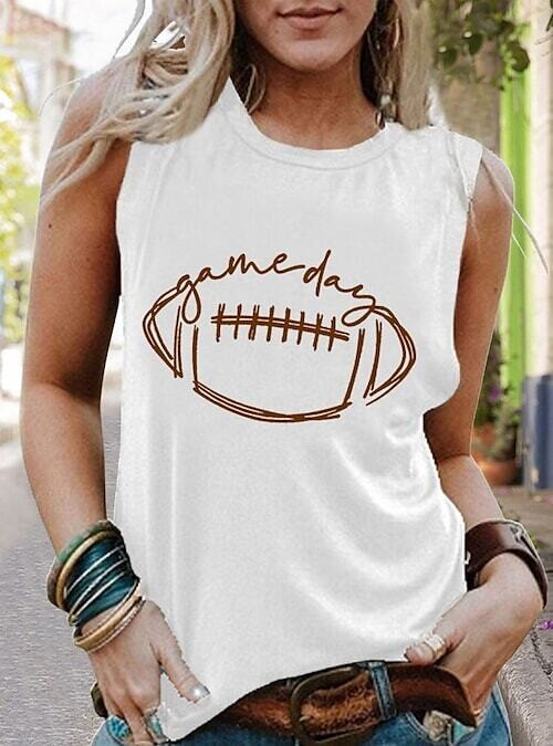 Women's Tank Top Football, Color: White