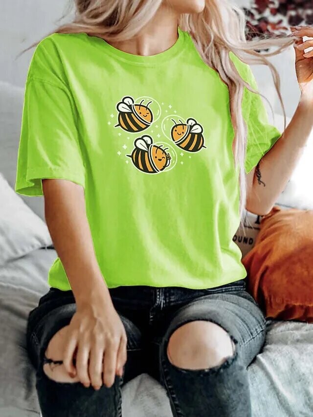 Women's T shirt Tee Graphic Patterned Casual, Color: Green