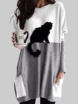 Women's T shirt Dress Cat Graphic Prints