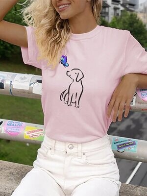 Women's T shirt Tee Dog Casual
