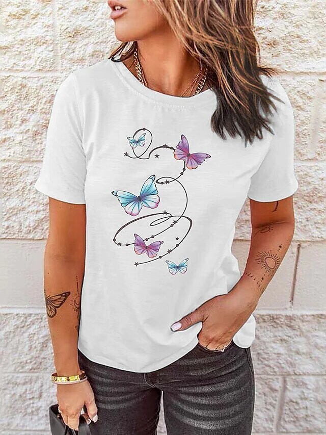 Women's T shirt Tee Butterfly Casual