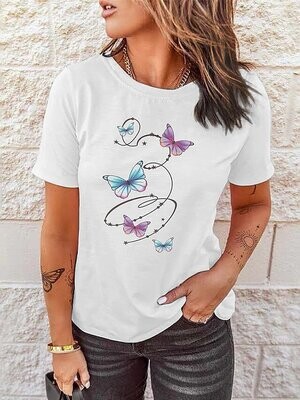 Women's T shirt Tee Butterfly Casual