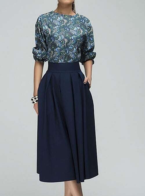 Women's A Line Dress Midi Dress, Color: Blue