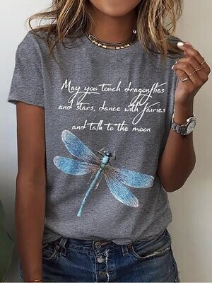 Women's T shirt Tee Text Animal Casual