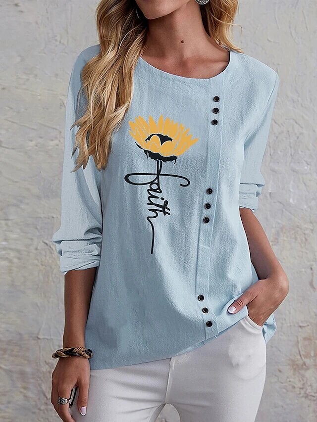 Women's T shirt Tee Sunflower Holiday