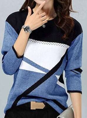 Women's T shirt Tee Color Block Casual