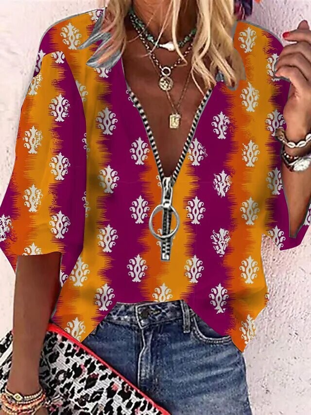 Women's Blouse Graphic Daily, Color: Orange