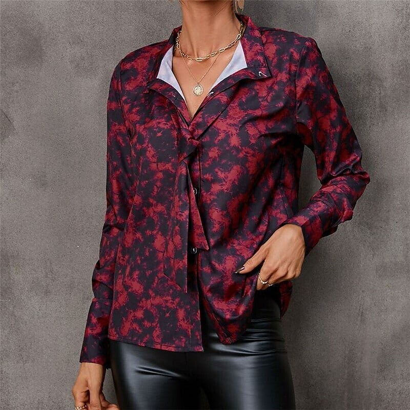 Women's Blouse Flower Casual Daily, Color: Red