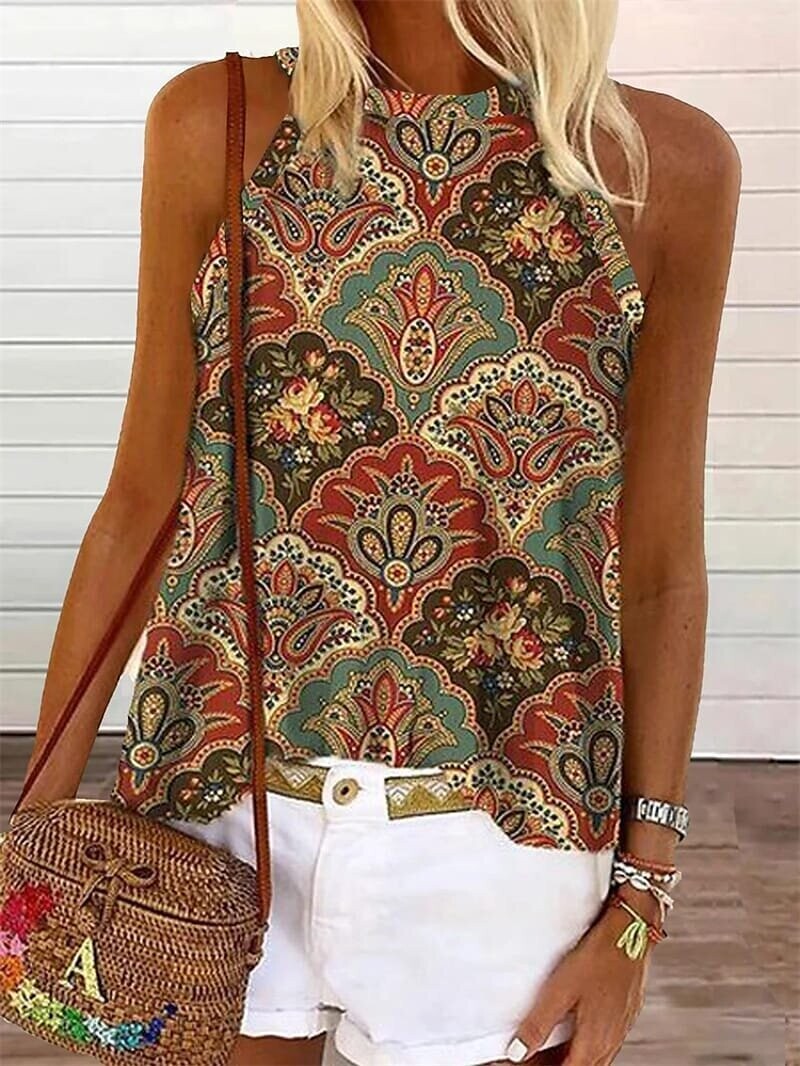 Women's Camis Floral Geometric Daily, Color: Rainbow