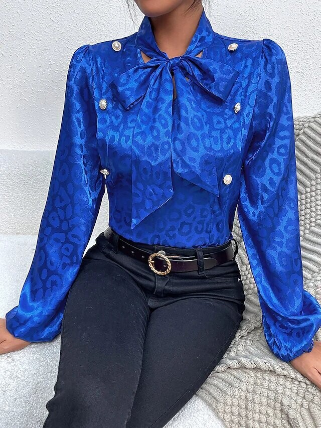 Women's Blouse Leopard Daily Weekend, Color: Blue