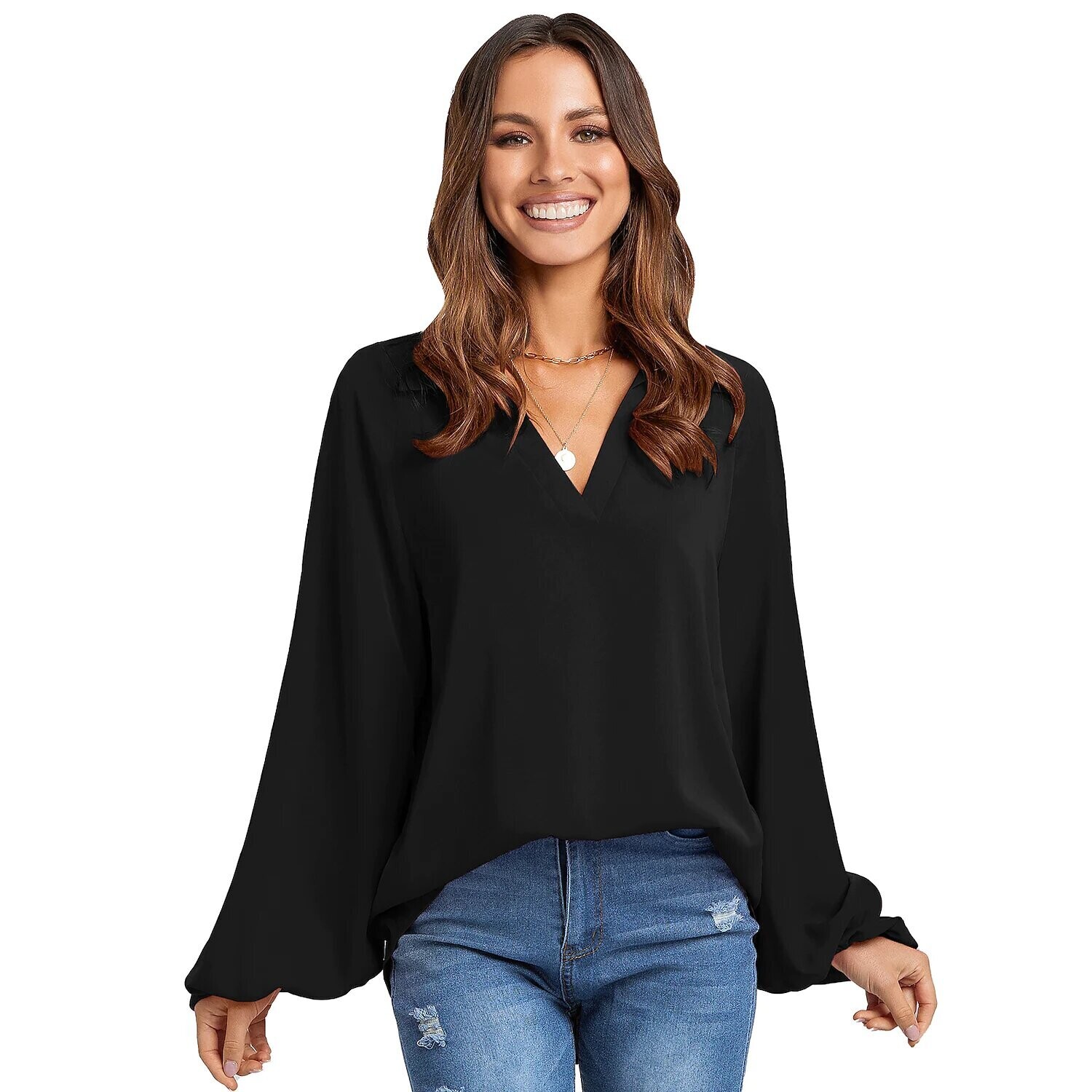 Women's Shirt Plain Daily Work Weekend, Color: Black