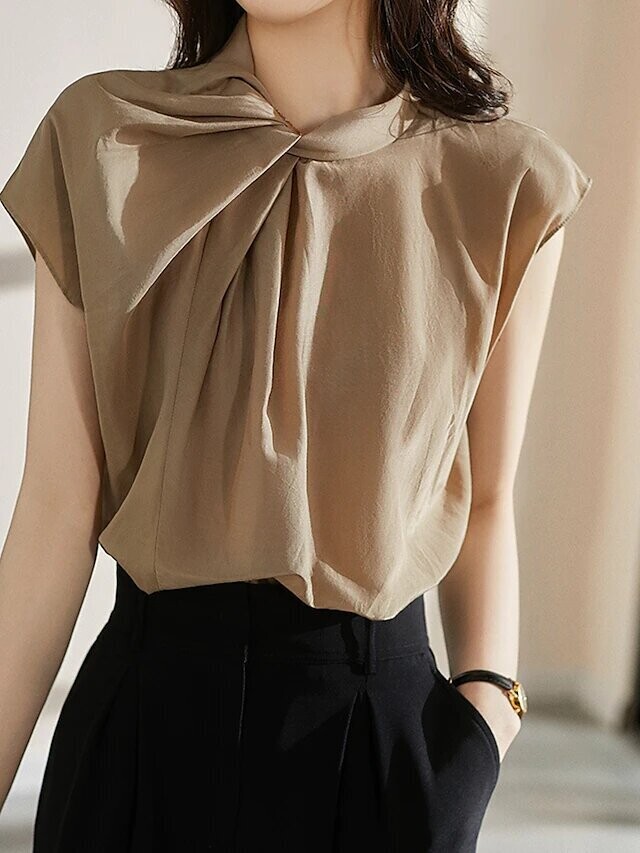 Women's Tank Top Plain Daily Work, Color: Khaki