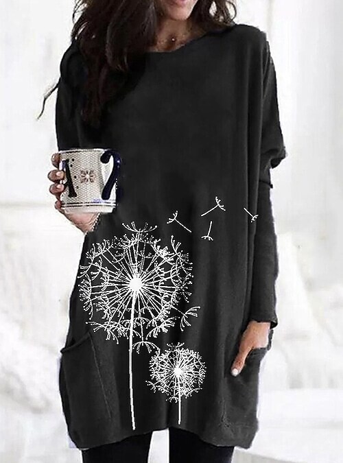 Women's T shirt Dress Graphic, Color: Black