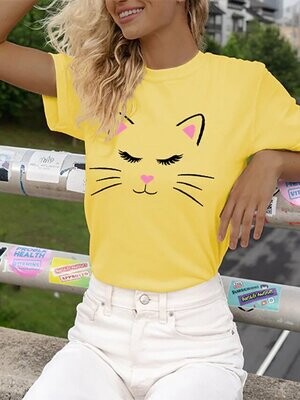Women's T shirt Tee Cat Casual Weekend