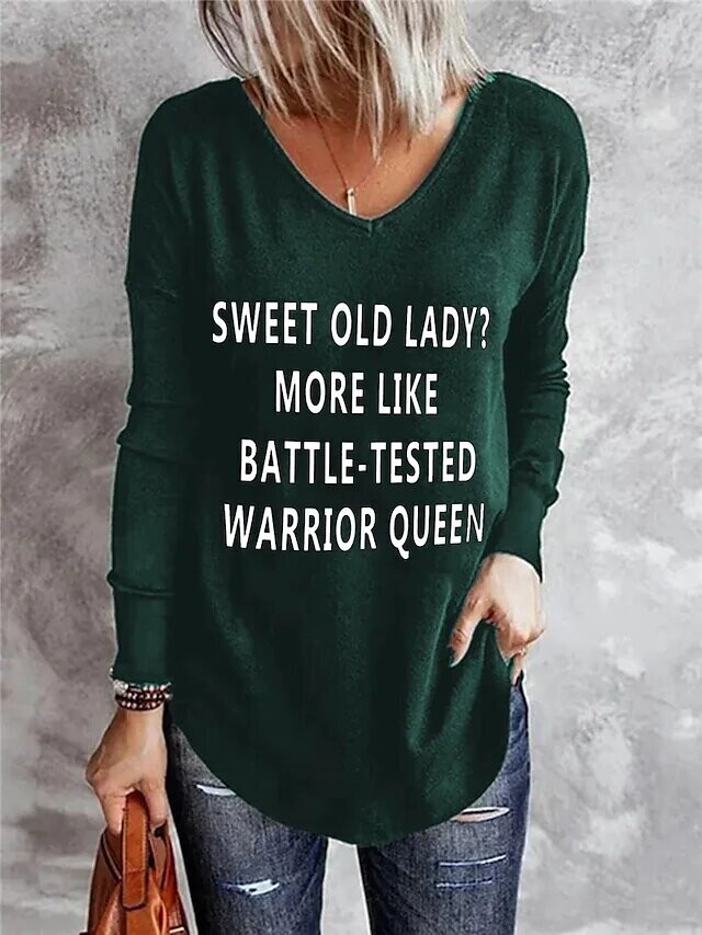 Women's T shirt Tee Letter Casual Daily, Color: Green