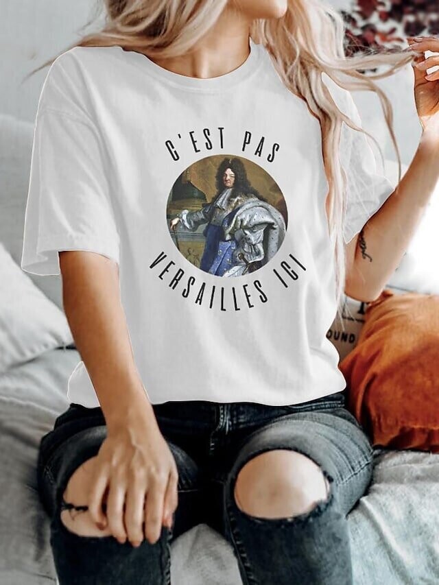 Women's T shirt Tee Graphic Patterned, Color: White