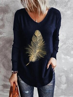Women's T shirt Tee Feather Casual Daily