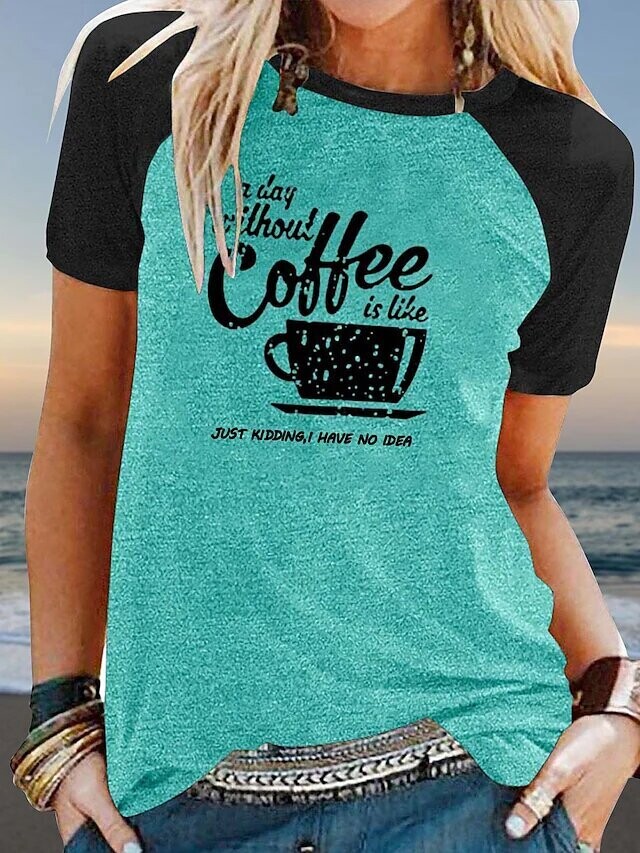 Women's T shirt Tee Graphic Patterned, Color: Green