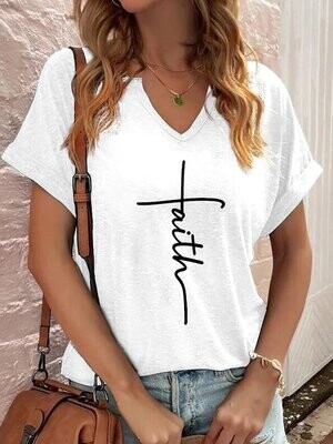 Women's T shirt Tee Faith Casual