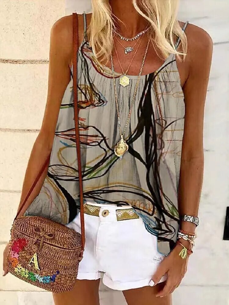 Women's T shirt Tee Geometric Casual Daily, Color: Khaki