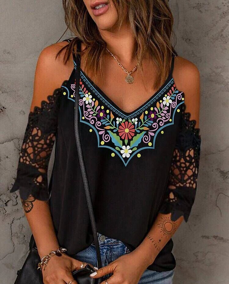 Women's Tank Top Floral Daily Weekend, Color: Black