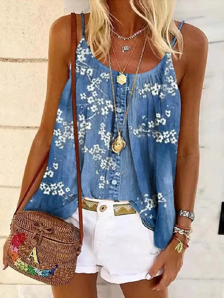 Women's T shirt Tee Floral Casual, Color: Light Blue