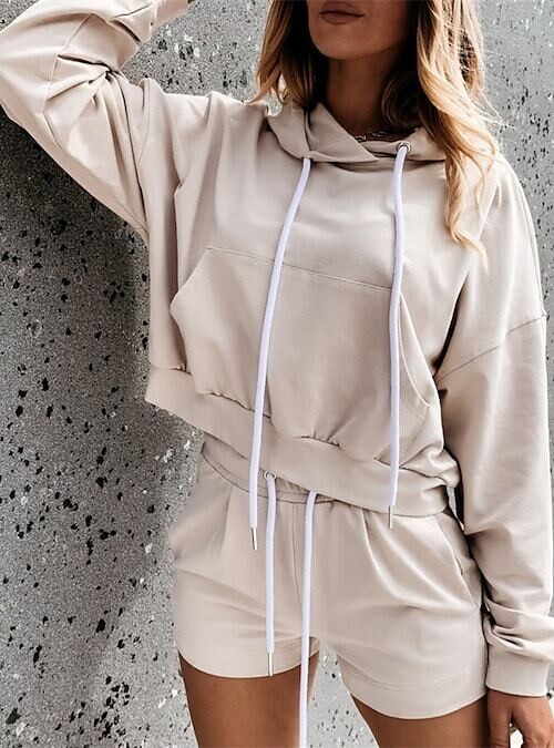 Women's Hoodie Solid Color, Color: Khaki