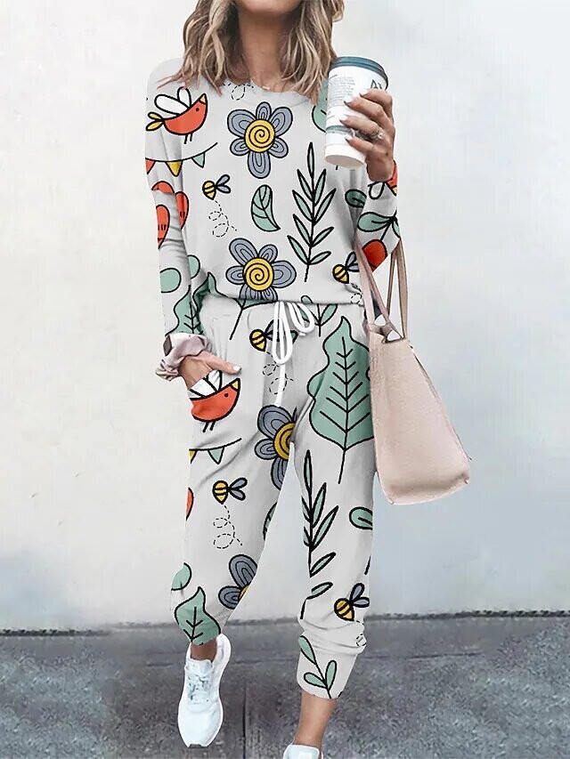 Women's Active Streetwear Floral Graphic, Color: Green