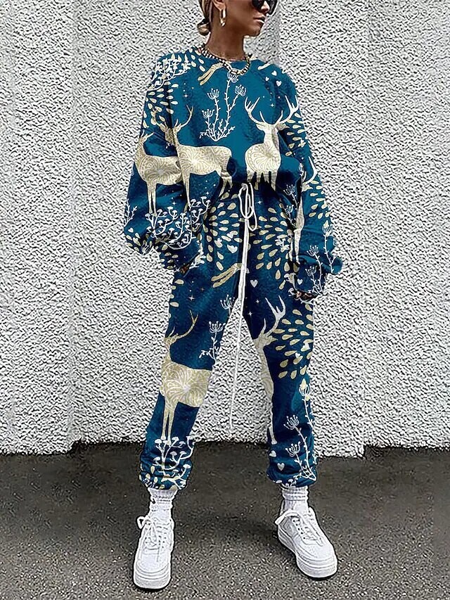 Women's Active Streetwear Reindeer Fruit, Color: Blue