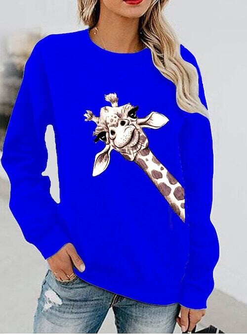 Women's Sweatshirt Pullover, Color: Blue