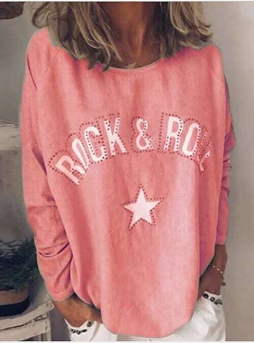 Women's Sweatshirt Pullover, Color: Pink