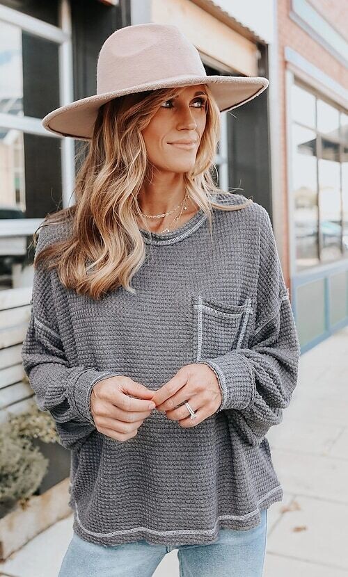 Women's Sweatshirt Pullover, Color: Gray