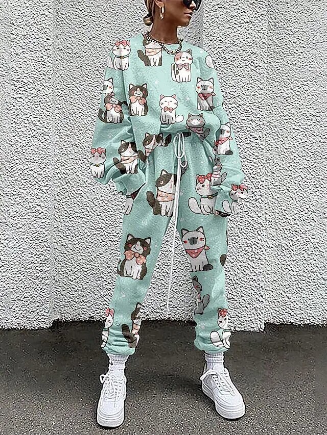 Women's Active Streetwear Cat Sports, Color: Green