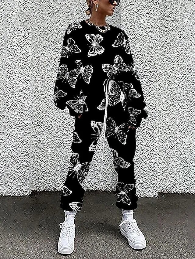 Women's Active Streetwear Floral, Color: Black