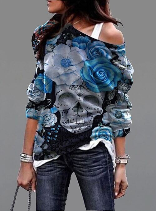 Women's Sweatshirt Pullover, Color: Blue