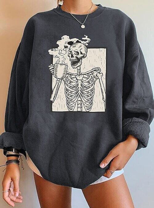 Women's Sweatshirt Pullover, Color: Dark Grey