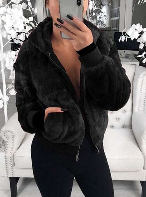 Women's Hoodie Sweatshirt, Color: Black