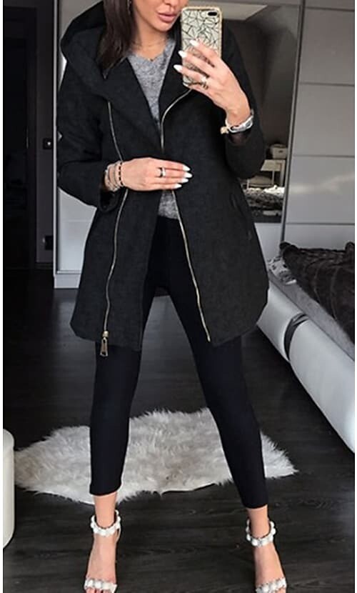 Hoodie Sweatshirt Zipper, Color: Black