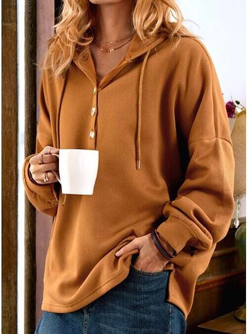 Women's Hoodie Sweatshirt, Color: Brown