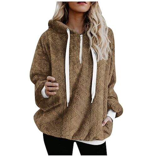 Women's Pullover Hoodie, Color: Khaki