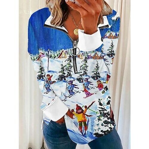 Women's Sweatshirt Pullover, Color: Blue