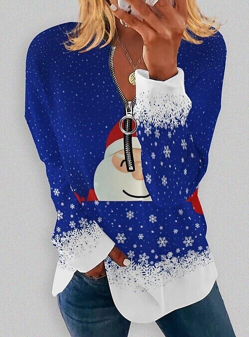 Women's Sweatshirt Pullover, Color: 12308-dark blue